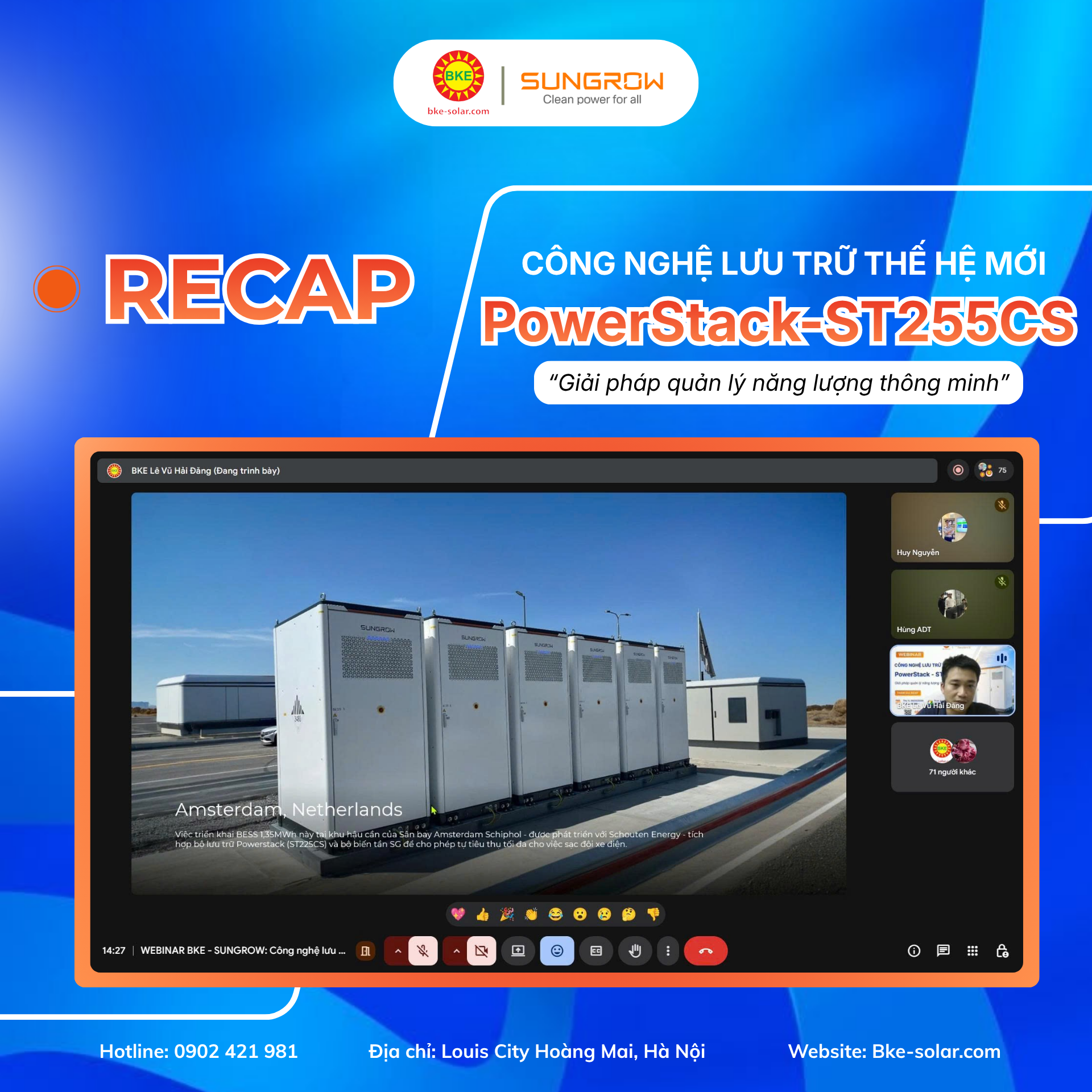 Webinar giải pháp PowerStack ST255CS Sungrow tại BKE Solar.